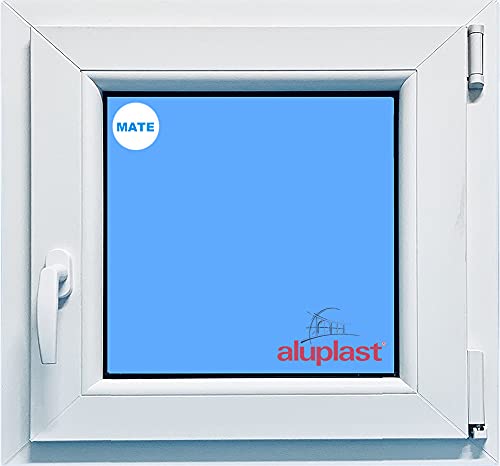 (V67M) 500x500 Ventana PVC Vidrio Blanco Mate con Oscilobatiente a la Derecha