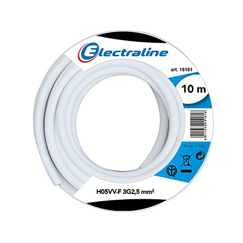 Electraline 11841, Cable prolongador H05VV-F, sección 3G2,5 mm, 10 m, blanco