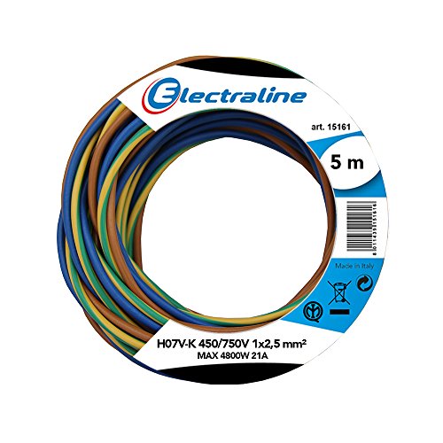 Cable Electraline 25148 - H07V-K, sección 1 x 2,5 mm, 5 m, multicolor