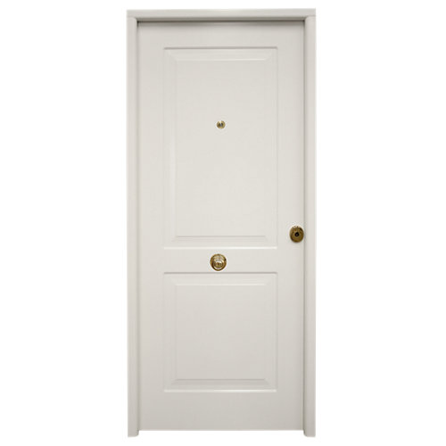 Puerta de entrada metálica Saga 2 plazas blanca izquierda 90x210 cm