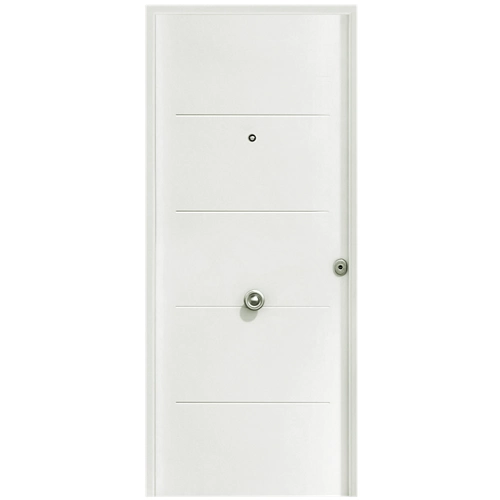 Puerta de entrada Saga metal fresado blanco izquierda 90x210 cm