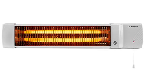 Orbegozo BB 5002 - Estufa de baño de cuarzo, selección de potencia por maneta, emisión instantánea de calor, pantalla orientable, 1200 W
