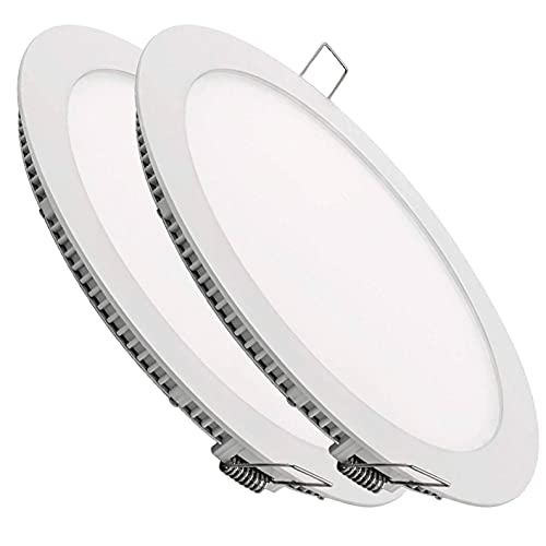 Paquete 2x Downlight LED Panel redondo extraplano, iluminación 20W.  Color Blanco Frío 6500K.  Corte 205 mm (Estándar).