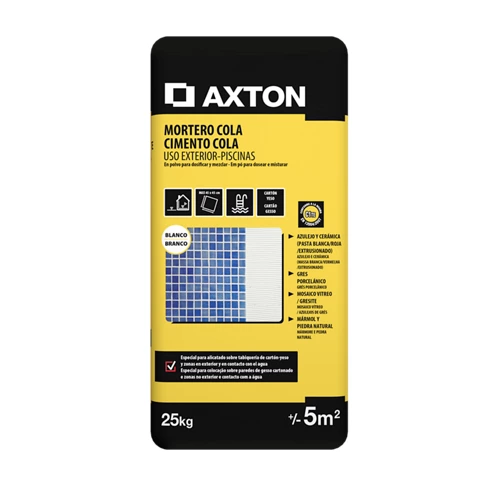 Mortero cola blanco Axton para exterior 25 kg