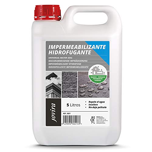 Impermeabilizante hidrofóbico transparente.  invisible, protección total contra la suciedad en fachadas, tejados, tejas, hormigón, terrazas, tejados.  Hidrofugante (impermeabilizante, 5 litros)