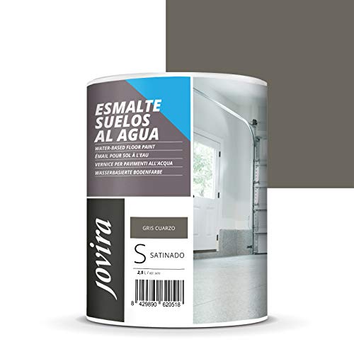 Suelos de agua esmaltados.  Especial para suelos de garajes, almacenes, gimnasios, lavanderías, parques infantiles, campos deportivos, etc.  (2,5 litros, gris cuarzo)