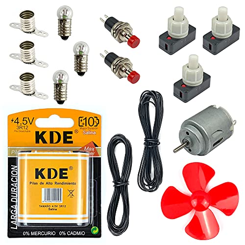 InputMakers Intermediate School Electric Kit - Juego para circuito eléctrico escolar, kit escolar eléctrico, kit escolar para manualidades con motores eléctricos y paquete de baterías.