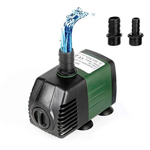 Bomba de agua sumergible Homvik 1500L/H 25W para acuario estanque fuente pecera circulación de agua fresca y marina con 2 boquillas 2m de altura