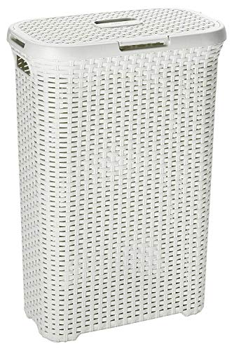 Curver 193010 - Cesta en estilo natural, 40 L, 44 x 26 x 61 cm, blanco vintage