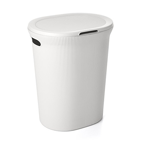 Cesto de Ropa Tatay Baobab, Capacidad 40L, Polipropileno, Libre de BPA, Con Tapa, Color Blanco (Pergamon), Medidas 41 x 33 x 50 cm