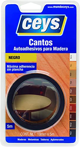 Ceys - Adhesivo cantos para madera - Máxima adherencia sin plancha - Color Negro - 19MM X 5M