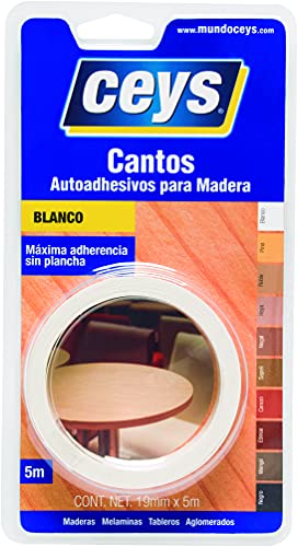 Ceys - Ribete blanco autoadhesivo - Fácil aplicación - Resistente al agua - 5 M