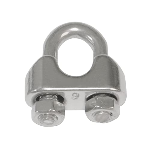 Amig - Pack de 2 bridas tipo estribo de acero inoxidable Mod.30100 para cuerdas, cables o alambres metálicos |  Ideal para tensar tendederos, telas o velas |  Tamaño: Ø 3 mm