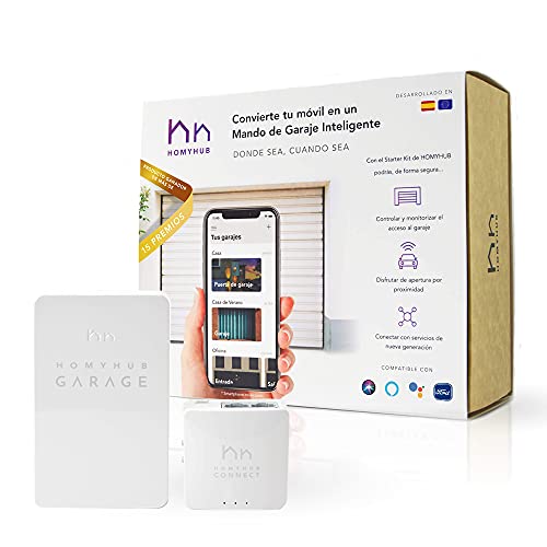 Kit de inicio HOMYHUB |  Mando WiFi para Garaje - Mucho más que abrir la puerta del garaje con el móvil y la voz - Controla hasta 2 puertas con la ayuda del kit de inicio
