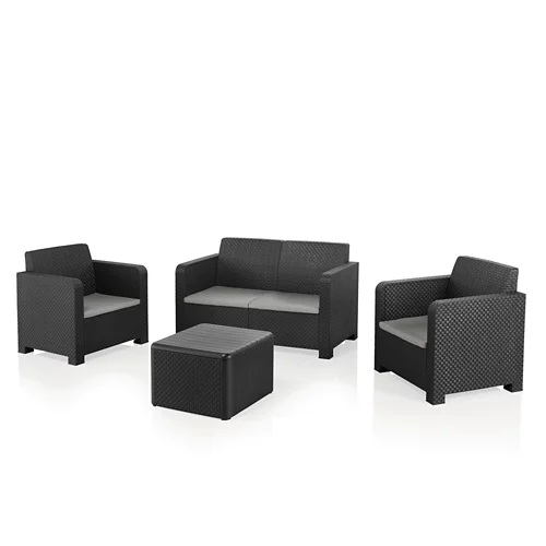 Naterial novo conjunto de sofás y mesa baja en resina para 4 personas