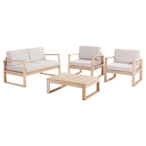 Conjunto de sofás Solaris y mesa de centro de madera para 4 personas