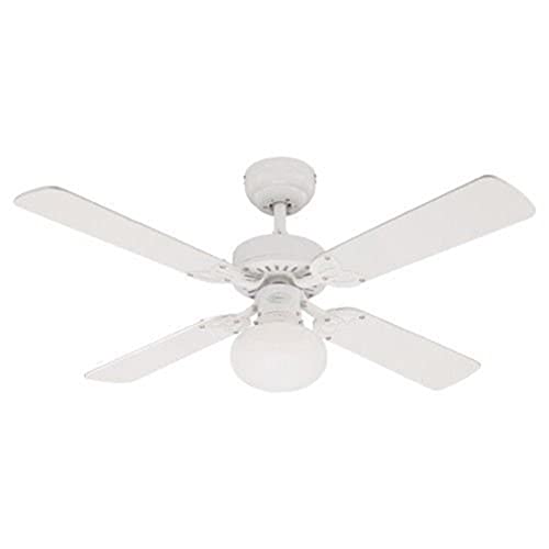 Ventiladores de techo Westinghouse Vegas Ventilador de techo, metal, acabado blanco con aspas reversibles de pino blanco/blanco