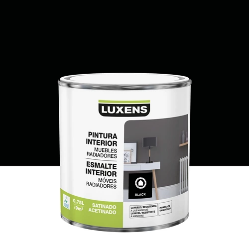 Esmalte interior Luxens negro satinado 0,75l