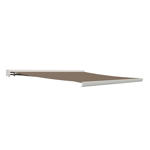 Toldo motorizado Zephyr con cofre integral blanco y tela topo de 3,95x3 m