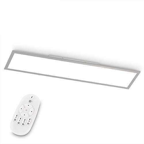 Plafón LED Bottazzo de EGLO, plafón de 100 x 25 cm, panel ultraplano de aluminio y plástico plateado, orientable con mando a distancia, cambio de temperatura de color, lámpara para salón