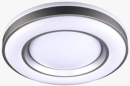 BEL AIR HOME - Serie JUPITER Plafón Led 36W, Diámetro 50CM, Color Plata Con Luz Led Integrada 3000K-4000K-6000K Con Mando Incluido