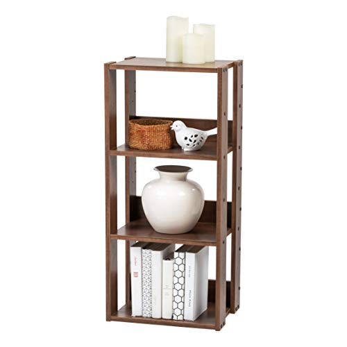 Marca Amazon - Movian OWR-400 Estante de madera abierto de 3 compartimentos con 3 estantes de madera, roble marrón, ancho 40 cm