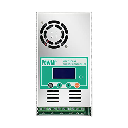 Controlador de carga solar PowMr MPPT 60A 48V 36V 24V 12V Controlador solar para automóvil Entrada máxima 160V DC, funciona para baterías de litio NiCd GEL con ventilación hermética con retroiluminación LCD