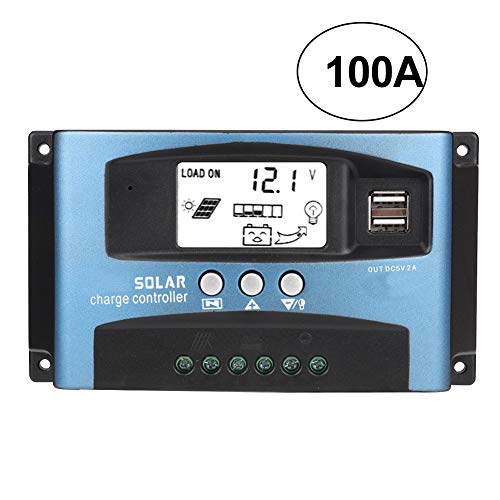 Controlador de carga solar MPPT 40/50/60/100A Cargador de batería solar Controlador de carga Controladores de panel Pantalla LCD Dual USB 12V 24V para paneles solares (100A)