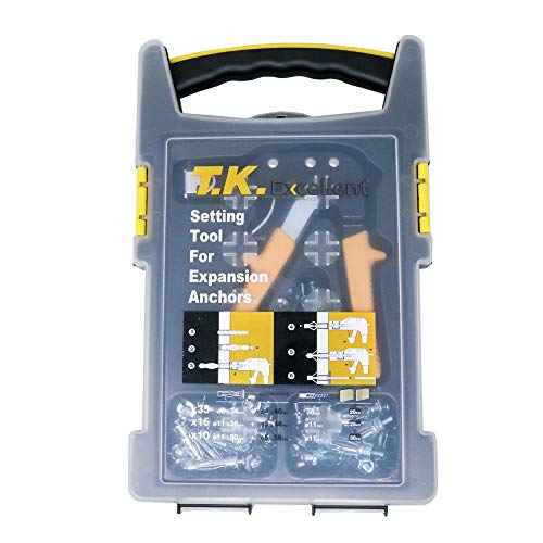 TKExcellent Heavy Duty Gun Hollow Wall Anchor Herramienta de fijación + 3 diferentes anclajes de pared de metal (M8 x 34 mm, M11 x 36 mm, M11 x 50 mm)