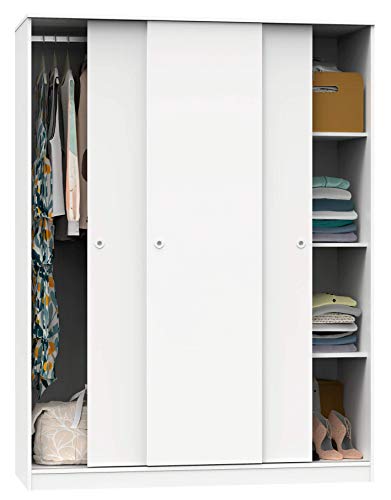Tocador 3 puertas Habitación Matrimonio Juvenil Dormitorio Tibet Blanco 200x150x55 cm