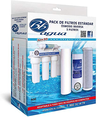 Bbagua Filtros para Equipos de Ósmosis Inversa, Blanco, 3 Unidades (Pack de 1)