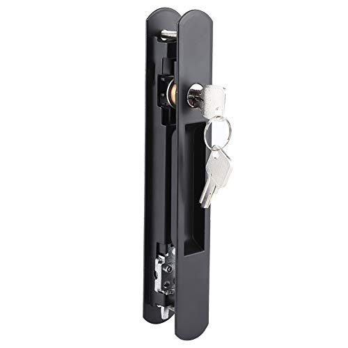 Fdit Cerradura de un solo lado Cerradura de estilo moderno Montaje empotrado Puerta corredera Gancho de ventana Juego de cerradura de puerta móvil moderna