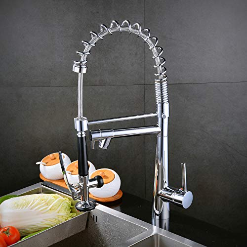 Grifo de cocina Kelelife Grifos de fregadero de 2 funciones Giratorio de 360 ​​​​° Cromo pulido