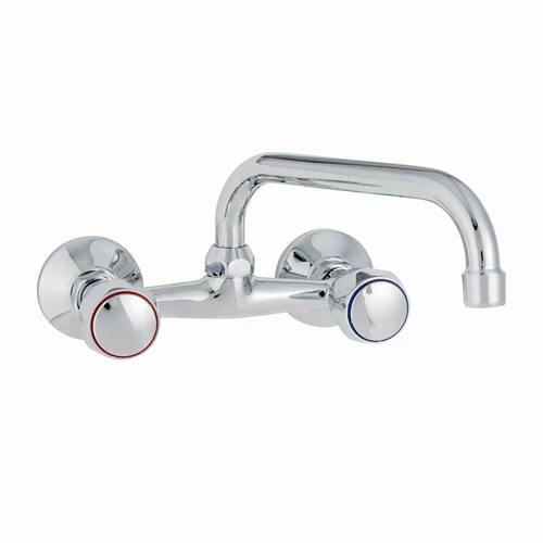 Grifo de cocina cromado Delinia con dos manijas y caño