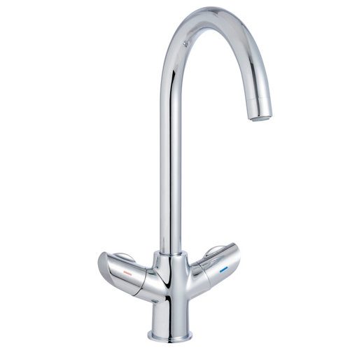 Grifo de cocina cromado Delinia con dos manijas y caño