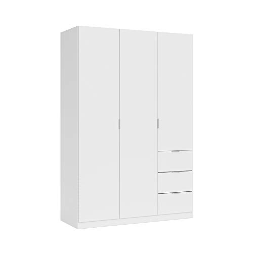 Armario Dormitorio 3 Puertas 3 Cajones Armario Acabado Blanco Dimensiones: 135cm (An) x 200cm (Al) x 52cm (Pr)