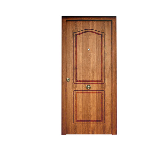 Puerta de entrada metálica saga roble viejo semiprovenzal derecha 90x210 cms