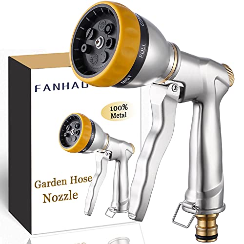 Pistola de manguera de jardín FANHAO, viene en 7 estilos, pistola de riego de metal 100% duradero, pistola de agua de alta presión de aleación de zinc para riego de plantas, lavado de autos y mascotas