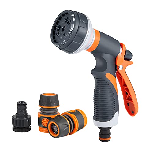 moinkerin Pistola de riego Pistola de agua para jardín Pistola de manguera para riego de plantas o césped, limpieza de mascotas, limpieza de ventanas Manguera de 1/2 pulgada (1, naranja)