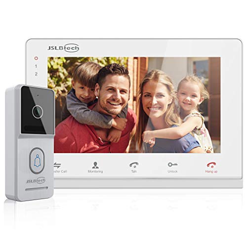 JSLBTech Video Teléfono Sistema de intercomunicación con timbre de video de 7 pulgadas con versión nocturna IR, desbloqueo remoto compatible, monitoreo, grabación automática / instantánea, 1 monitor 1 cámara