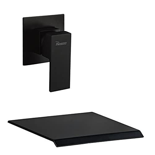 PHASAT Grifo lavabo empotrado, bañera cascada, caño 20 cm, negro BB02E