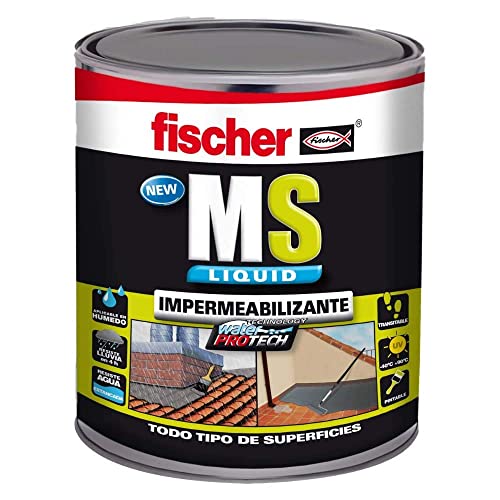 fischer - Pintura impermeabilizante (cubo de 1 kg) polímero MS Brown, impermeable y exterior