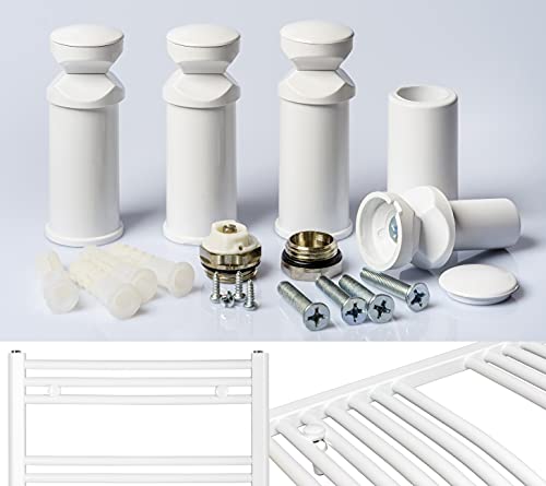 Soporte para radiadores de baño blanco, apto para radiadores curvos y rectos