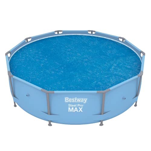BESTWAY 58241 - Cobertor Sol Piscina Redondo Desmontable Ø289cm PVC Azul Resistente al Sol Fácil Instalación para Quick Set Ø305cm, Steel Pro Ø305cm, Hydrium Ø300cm, Multicolor, 100x45x115cm