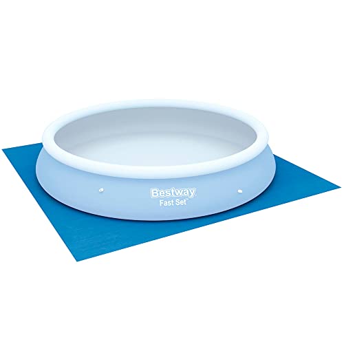 BESTWAY 58002 - Alfombra de protección 396x396 cm para piscina redonda de 366 cm de diámetro Cuadrada resistente PVC Color azul Fácil de instalar y almacenar