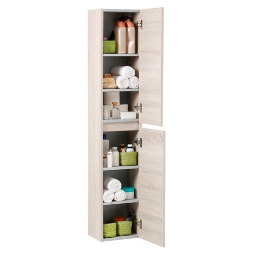 Columna de baño suspendida de roble Spazio 30x153x24 cm