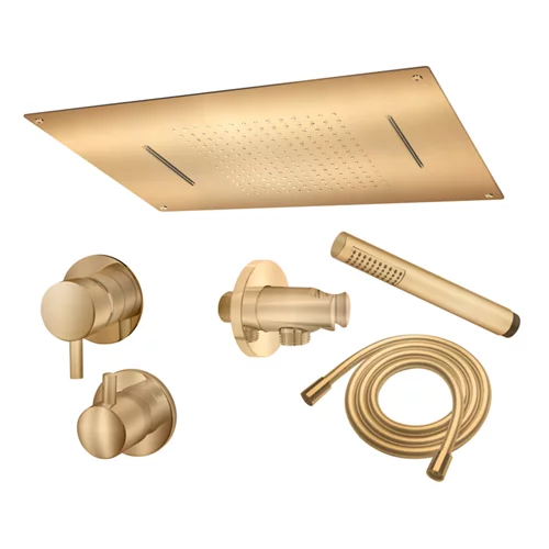 Conjunto de ducha de empotrar monomando Maier ministar oro brillo