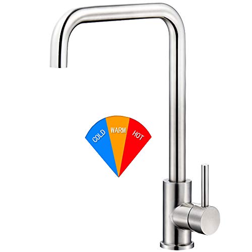 Cocina de boca alta, acero inoxidable 304 de grado alimenticio, grifo giratorio, grifo monomando para fregadero Grifo monomando para fregadero de cocina Batería sin plomo (7)