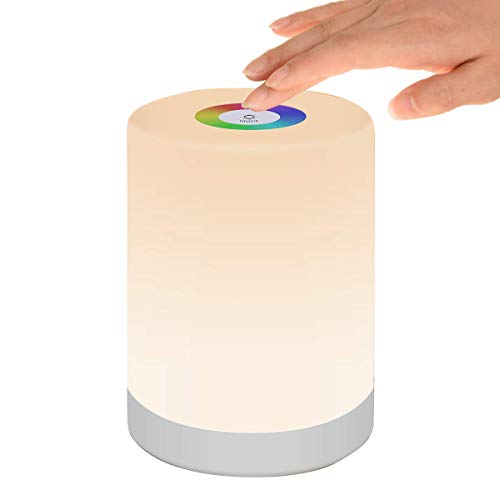 Luz nocturna LED, lámpara de noche, control táctil, regulable, recargable por USB, cambio de color RGB para habitación de niños (blanco cálido)