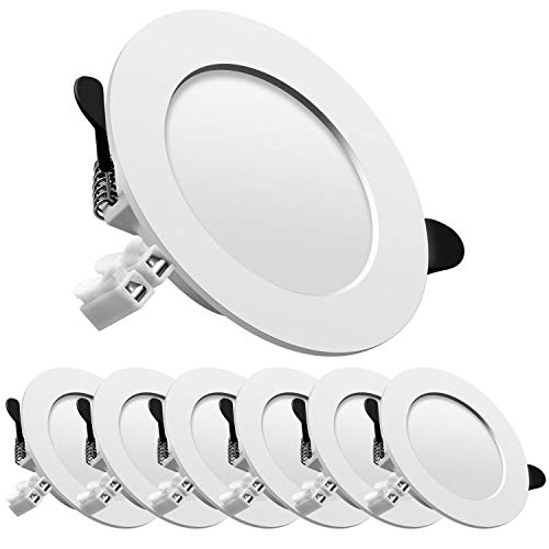 Downlight LED redondo empotrado, iluminación 7 W (700 lm), 4500 K (luz natural), blanco, foco LED empotrado, ojos de buey LED, paquete de 6